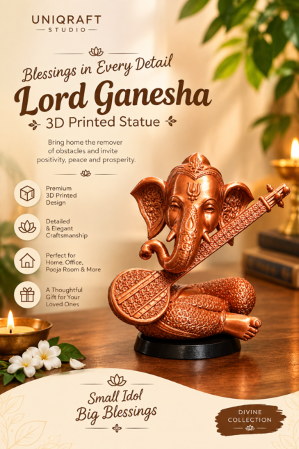 Veena Ganesha 3D Printed Statue